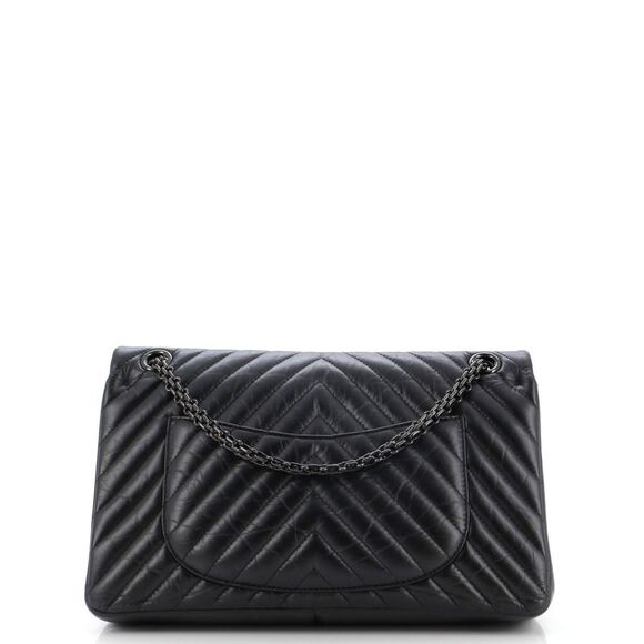 Chanel So Black Reissue 2.55 Flap Bag Chevron Aged Calfskin 226 Black - Picture 3 of 8